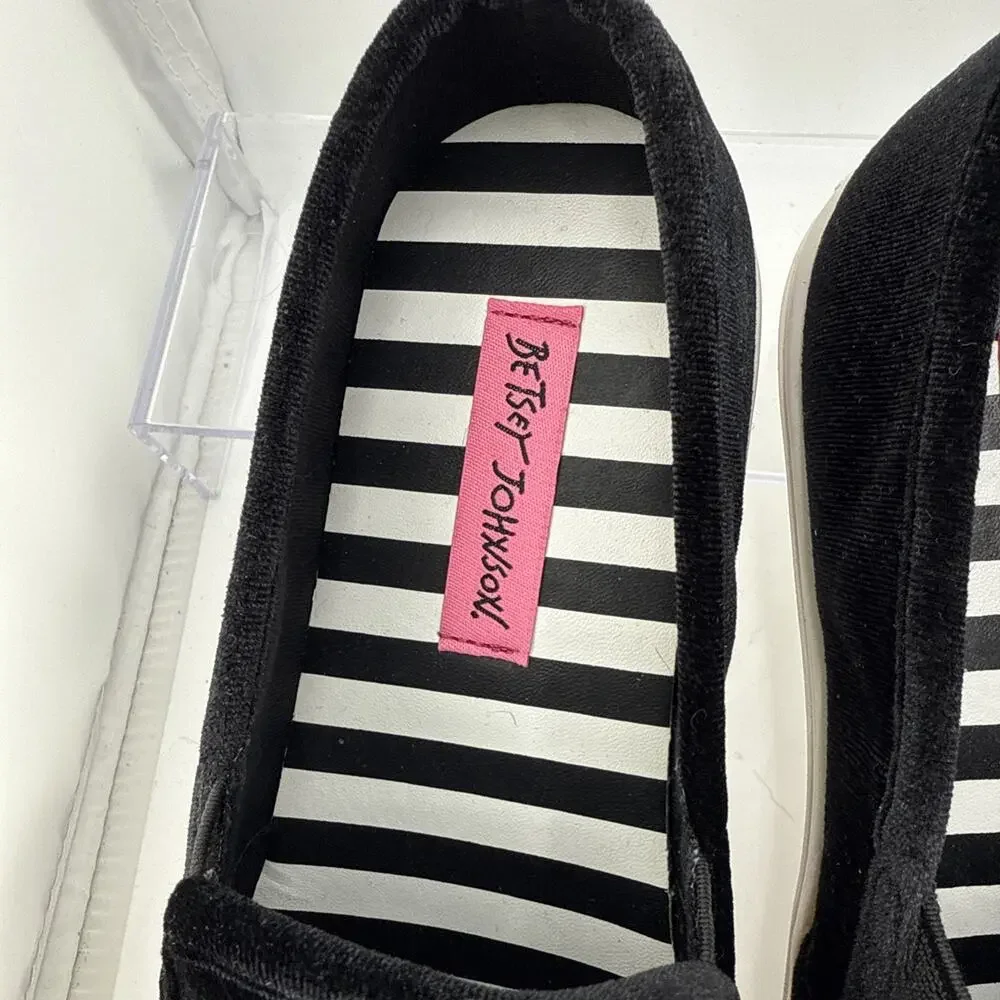 Betsey Johnson Womens Zappp Slip On Velvet Black Casual Comfort Low Size 8 B NWB - Picture 4 of 10